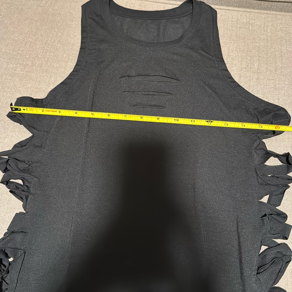 Alo black distressed tank top